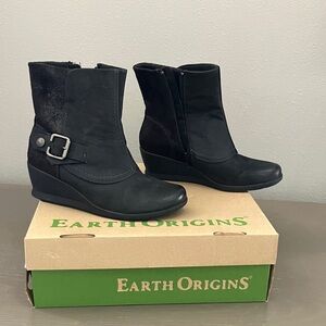 Earth Origins Black Ankle Booties with Buckle